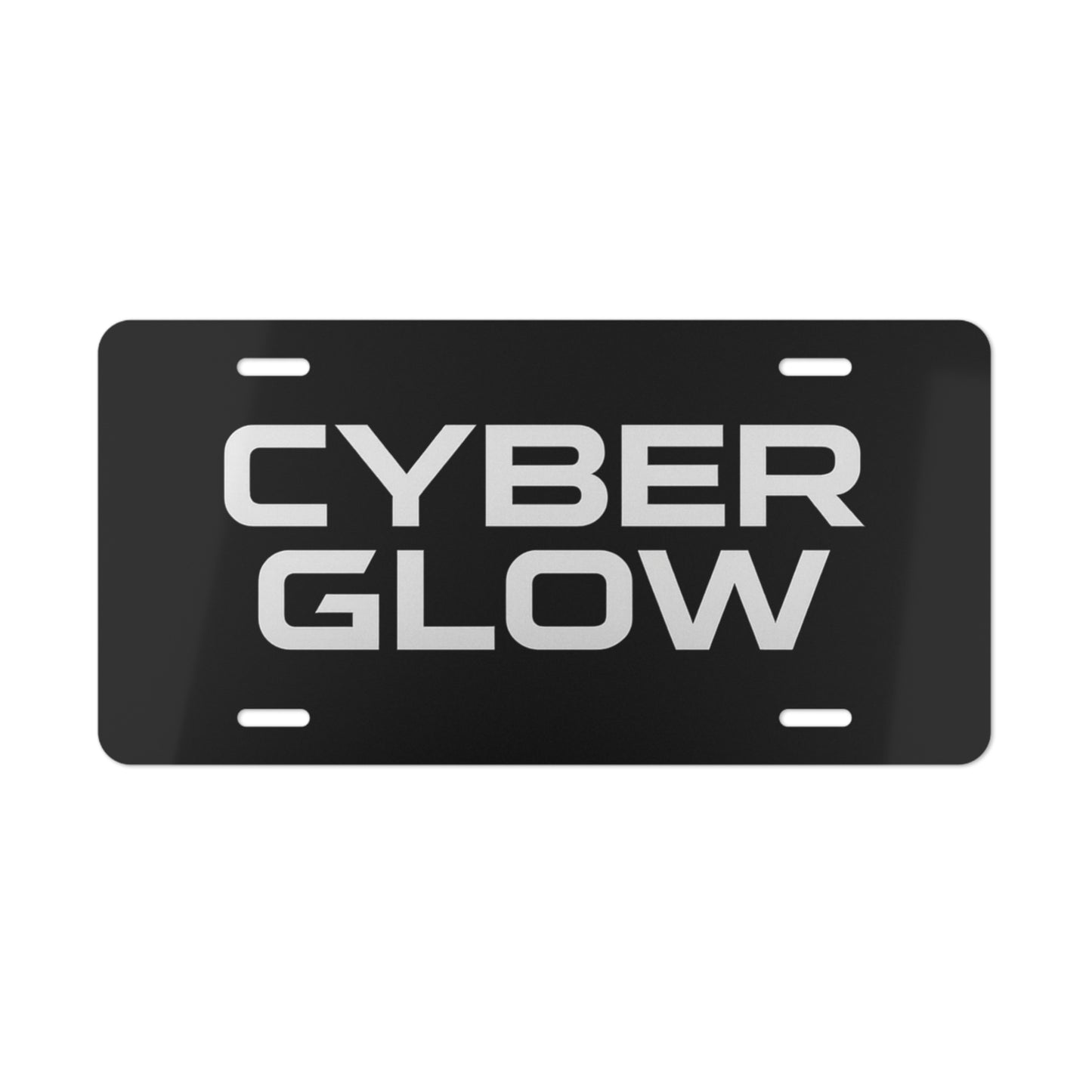 Cyber Glow Aluminum Vanity Plate — Futuristic Metallic License Plate