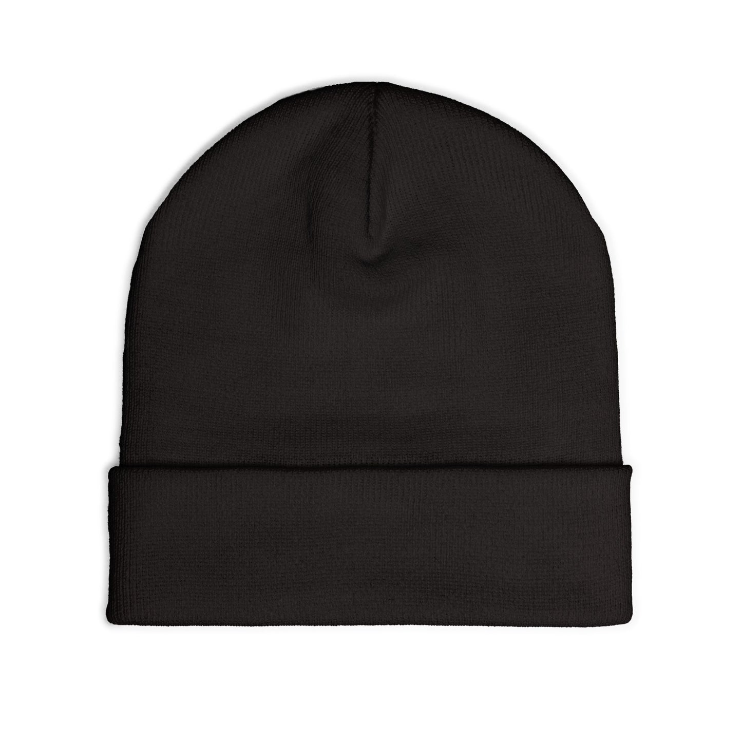 Cyber Glow Embroidered Beanie — Tech Logo Knit Hat