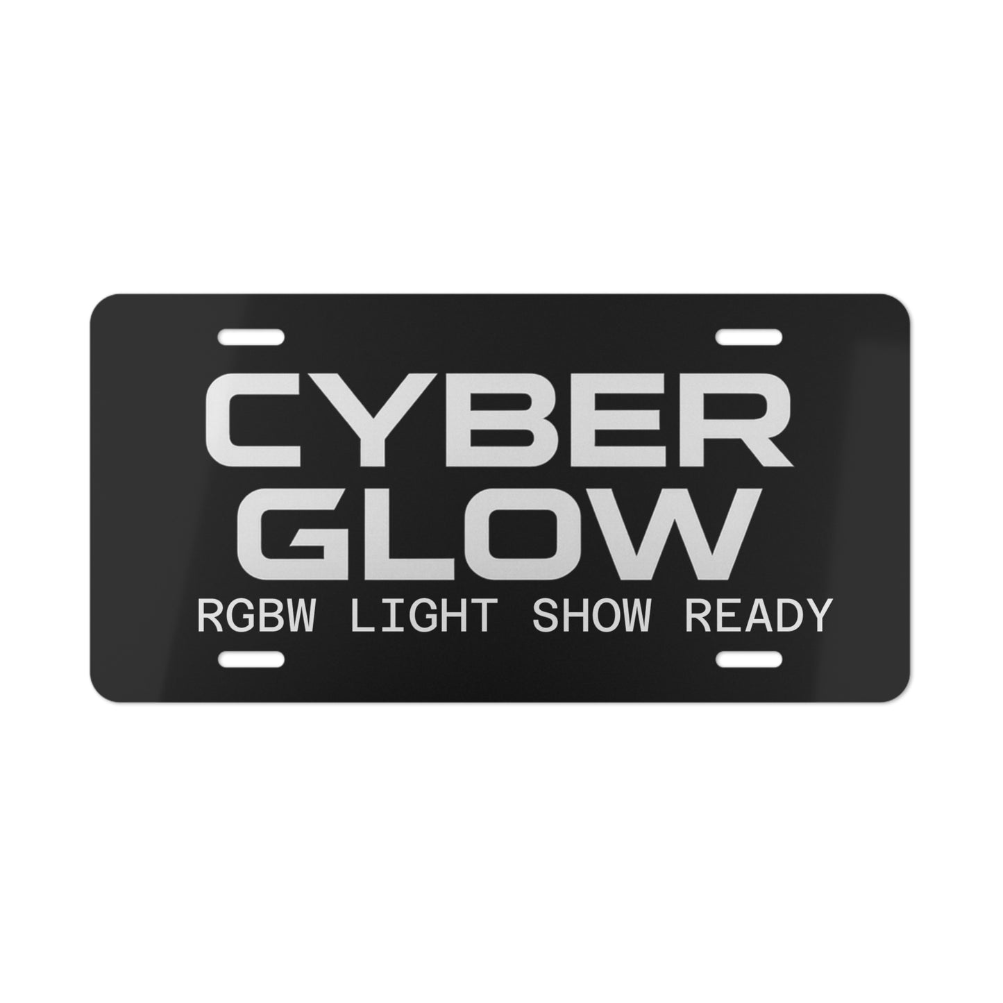 Cyber Glow Aluminum Vanity Plate RGBW LIGHT SHOW READY — Futuristic Metallic License Plate